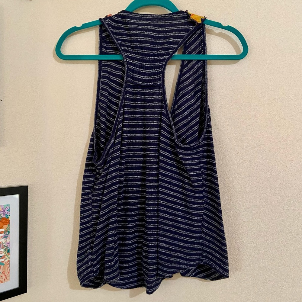 {Free People} Embroidered Blue Racerback Top - Picture 5 of 5